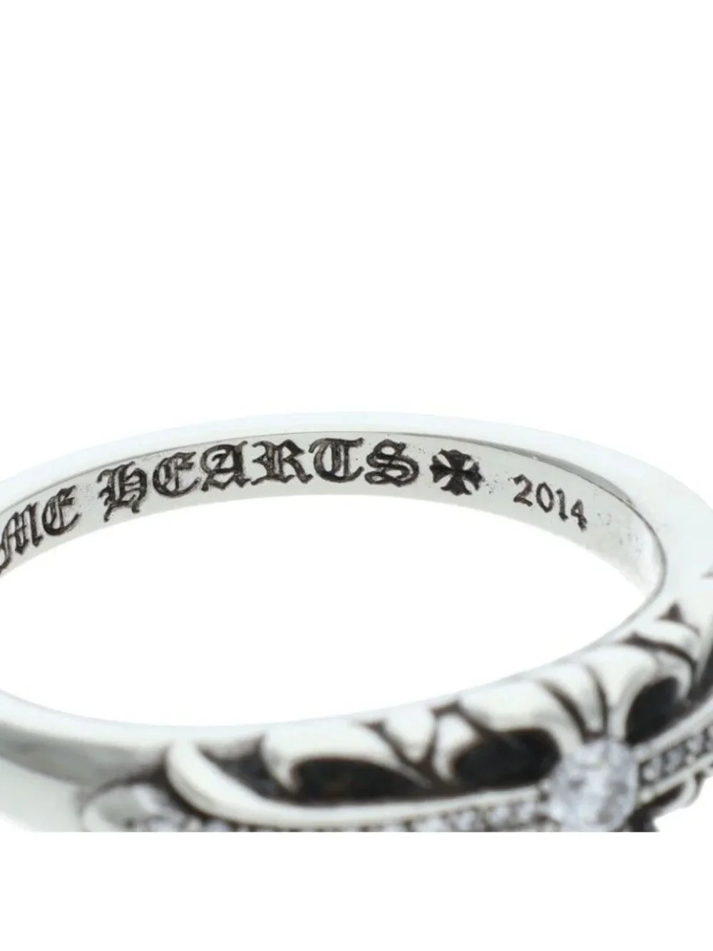 Chrome Hearts Baby Clsc P D Classic Floral Cross Pave Diamond Silver Ring